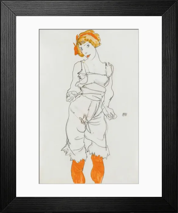 Framed Print : Woman in Underclothes and Stockings (Wally Neuzil), 1913 Framed Print : Woman in Underclothes and Stockings (Wally Neuzil), 1913