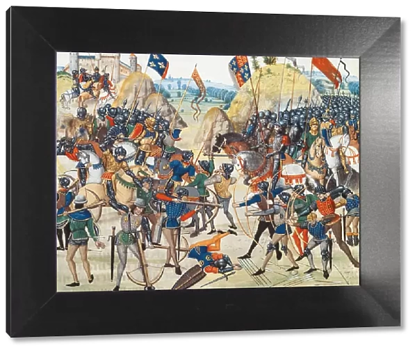 The Battle of Crecy on 26 August 1346 (Miniature from the Grandes Chroniques de France by Jean Frois