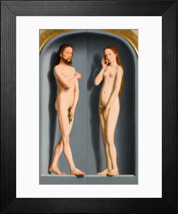 Framed Print : Adam and Eve (Sedano Family Triptych, exterior panels). Artist: David, Gerard (ca. 1460-1523) Framed Print : Adam and Eve (Sedano Family Triptych, exterior panels). Artist: David, Gerard (ca. 1460-1523)