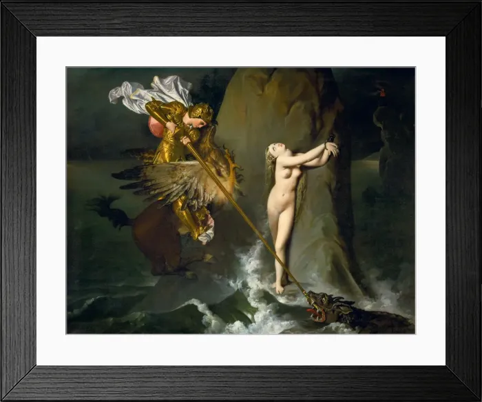 Framed Print : Ruggiero Rescuing Angelica. Artist: Ingres, Jean Auguste Dominique (1780-1867) Framed Print : Ruggiero Rescuing Angelica. Artist: Ingres, Jean Auguste Dominique (1780-1867)