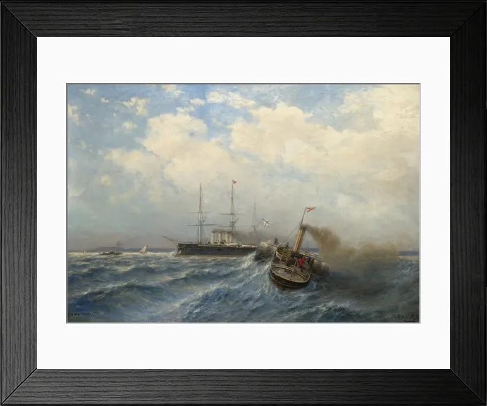 Framed Print : Pilot boarding. Artist: Bogolyubov, Alexei Petrovich (1824-1896) Framed Print : Pilot boarding. Artist: Bogolyubov, Alexei Petrovich (1824-1896)