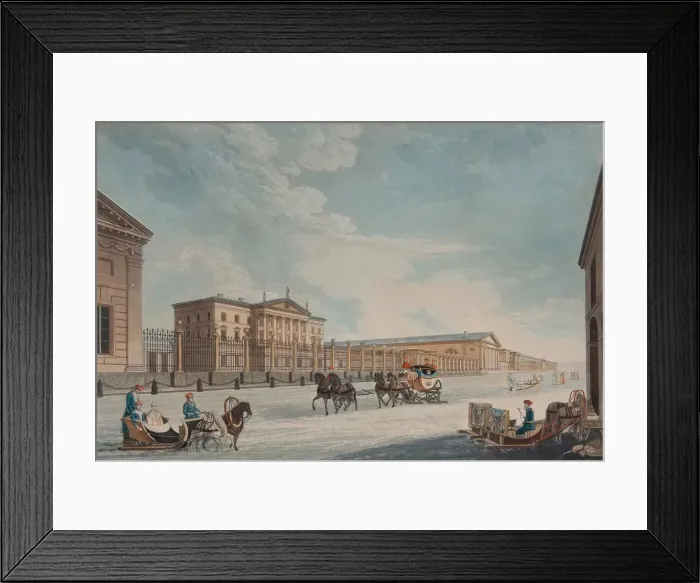 Framed Print : View of the Imperial Bank and the Shops at St. Petersburg, 1815. Artist: Dubourg, Matthew (active 1786-1838) Framed Print : View of the Imperial Bank and the Shops at St. Petersburg, 1815. Artist: Dubourg, Matthew (active 1786-1838)