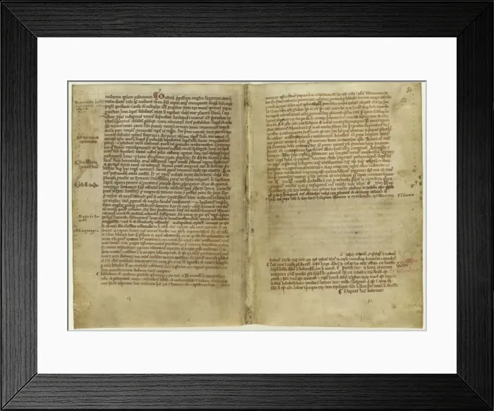 Framed Print : Verse account of Magna Carta in the Chronicle of Melrose Abbey, 1270s. Artist: Historical Document Framed Print : Verse account of Magna Carta in the Chronicle of Melrose Abbey, 1270s. Artist: Historical Document