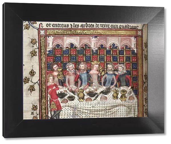 Feasting in Oxford (A cycle of Alexander romances), ca 1400. Artist: Anonymous