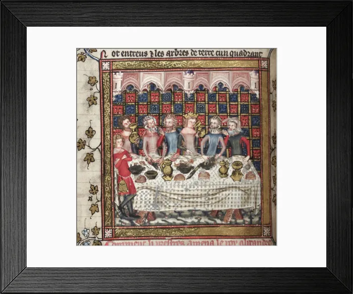 Framed Print : Feasting in Oxford (A cycle of Alexander romances), ca 1400. Artist: Anonymous Framed Print : Feasting in Oxford (A cycle of Alexander romances), ca 1400. Artist: Anonymous