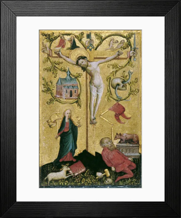 Framed Print : Christ on the Cross as Redemptor Mundi. Artist: Westphalian Master (active ca 1470-1480) Framed Print : Christ on the Cross as Redemptor Mundi. Artist: Westphalian Master (active ca 1470-1480)