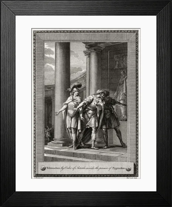 Framed Print : Telemachus, by Order of Astarbe, avoids the pursuits of Pygmalion, 1775. Artist: T Cook Framed Print : Telemachus, by Order of Astarbe, avoids the pursuits of Pygmalion, 1775. Artist: T Cook