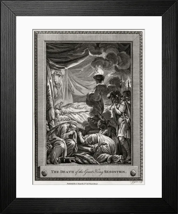 Framed Print : The Death of the Great King Sesostris, Ancient Egypt, (1775). Artist: Charles Grignion Framed Print : The Death of the Great King Sesostris, Ancient Egypt, (1775). Artist: Charles Grignion