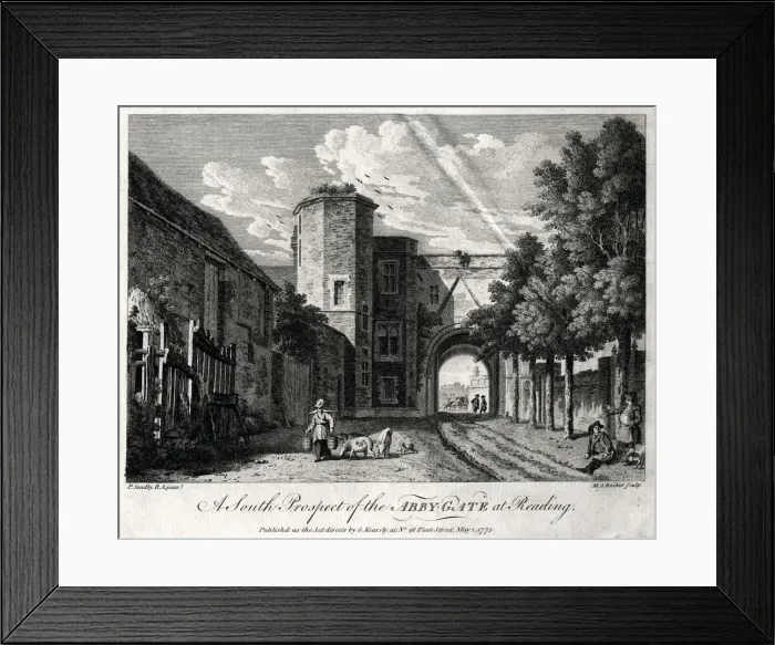 Framed Print : A South Prospect of the Abby-Gate at Reading, Berkshire, 1775. Artist: Michael Angelo Rooker Framed Print : A South Prospect of the Abby-Gate at Reading, Berkshire, 1775. Artist: Michael Angelo Rooker
