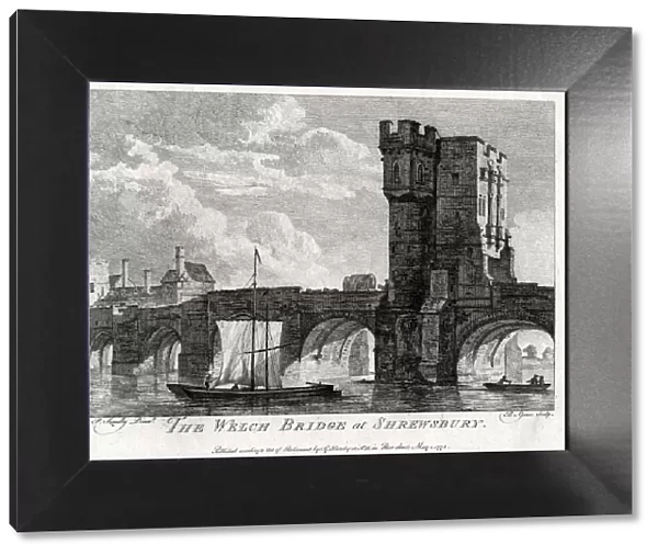 The Welch Bridge at Shrewsbury, Shropshire, 1776. Artist: B Green
