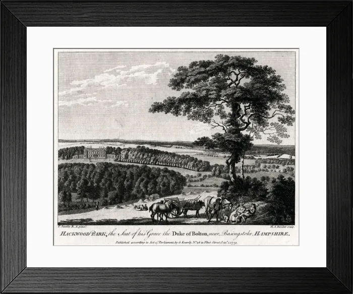 Framed Print : Hackwood Park, the Seat of his Grace the Duke of Bolton, near Basingstoke, Hampshire, 1775. Artist: Michael Angelo Rooker Framed Print : Hackwood Park, the Seat of his Grace the Duke of Bolton, near Basingstoke, Hampshire, 1775. Artist: Michael Angelo Rooker
