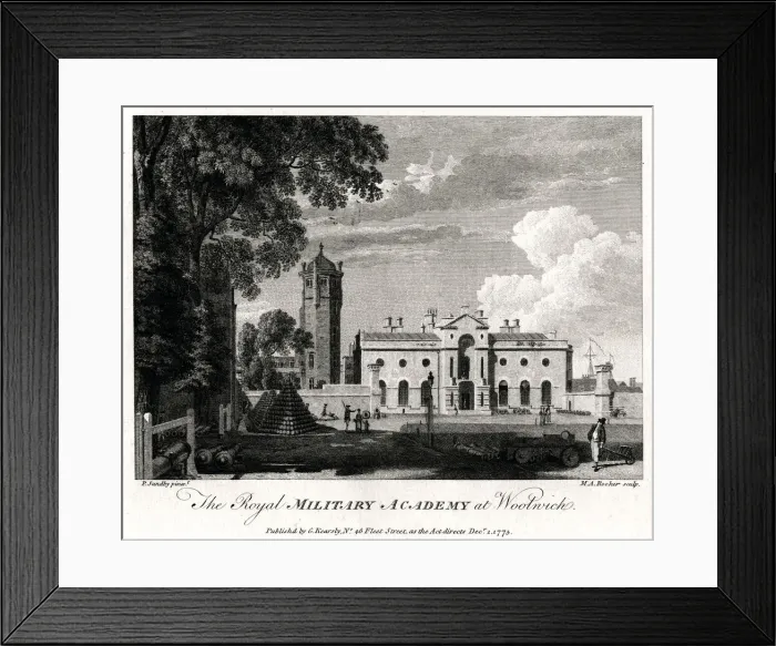Framed Print : The Royal Military Academy at Woolwich, London, 1775. Artist: Michael Angelo Rooker Framed Print : The Royal Military Academy at Woolwich, London, 1775. Artist: Michael Angelo Rooker