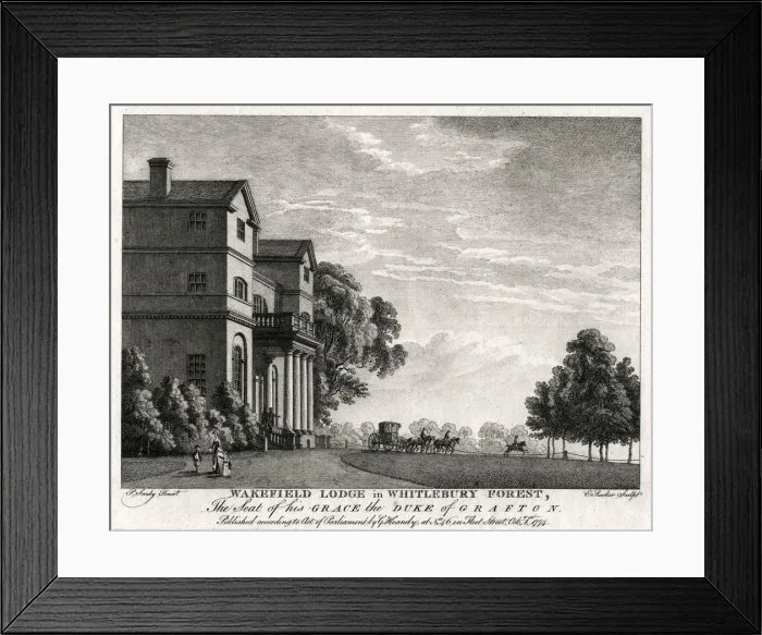 Framed Print : Wakefield Lodge in Whitlebury Forest, Northamptonshire, 1774. Artist: Michael Angelo Rooker Framed Print : Wakefield Lodge in Whitlebury Forest, Northamptonshire, 1774. Artist: Michael Angelo Rooker