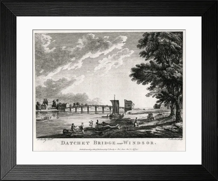 Framed Print : Datchet Bridge near Windsor, Berkshire, 1774. Artist: Michael Angelo Rooker Framed Print : Datchet Bridge near Windsor, Berkshire, 1774. Artist: Michael Angelo Rooker