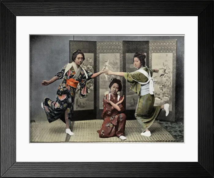 Framed Print : A Family Dance in Japan, c1890. Artist: Charles Gillot Framed Print : A Family Dance in Japan, c1890. Artist: Charles Gillot