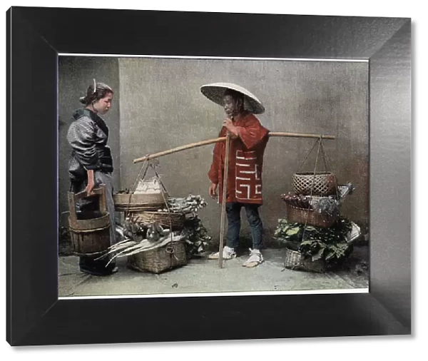 Vegetable Merchant in Japan, c1890. Artist: Charles Gillot