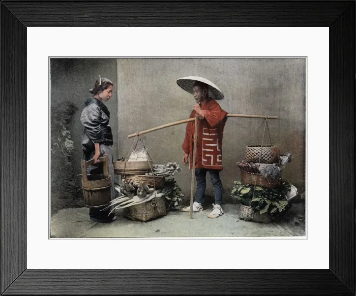 Framed Print : Vegetable Merchant in Japan, c1890. Artist: Charles Gillot Framed Print : Vegetable Merchant in Japan, c1890. Artist: Charles Gillot