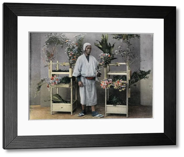 Framed Print : Flower Merchant in Japan, c1890. Artist: Charles Gillot Framed Print : Flower Merchant in Japan, c1890. Artist: Charles Gillot