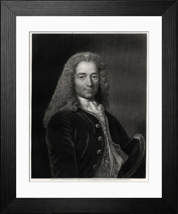 Framed Print : Voltaire, French author, playwright, satirist and man of letters, 19th century. Artist: James Mollison Framed Print : Voltaire, French author, playwright, satirist and man of letters, 19th century. Artist: James Mollison