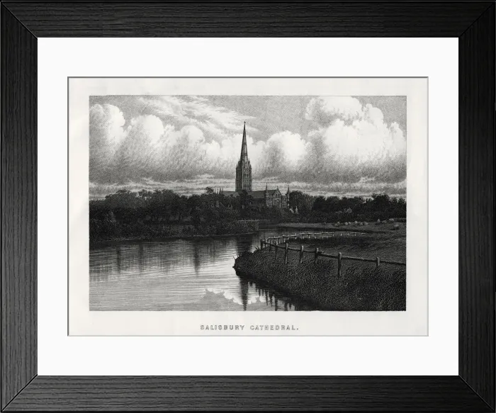 Framed Print : Salisbury Cathedral, Wiltshire, England, 19th century Framed Print : Salisbury Cathedral, Wiltshire, England, 19th century