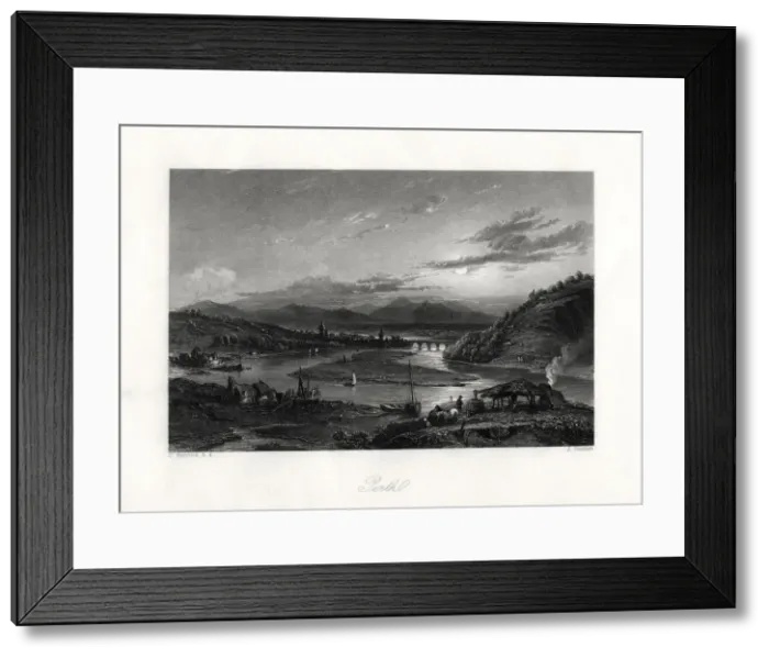 Framed Print : Perth, Australia, 19th century. Artist: John Cousen Framed Print : Perth, Australia, 19th century. Artist: John Cousen