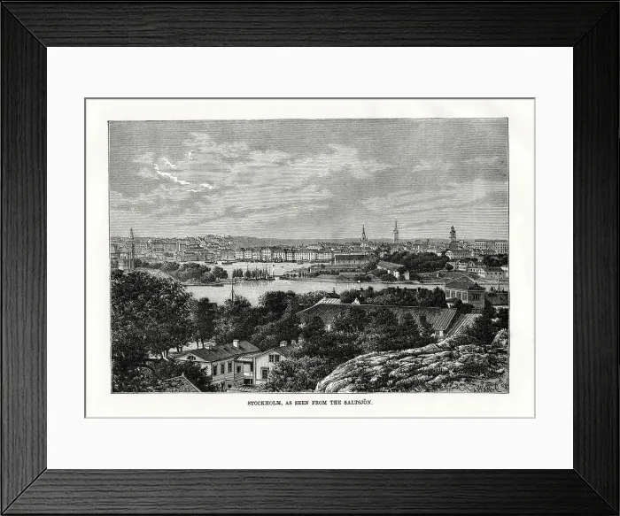 Framed Print : Stockholm, as seen from the Saltsjon, Sweden, 1879. Artist: Laplante Framed Print : Stockholm, as seen from the Saltsjon, Sweden, 1879. Artist: Laplante