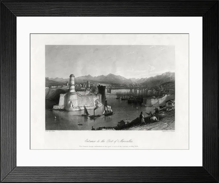 Framed Print : Entrance to the Port of Marseilles, France, 1875. Artist: A Willmore Framed Print : Entrance to the Port of Marseilles, France, 1875. Artist: A Willmore
