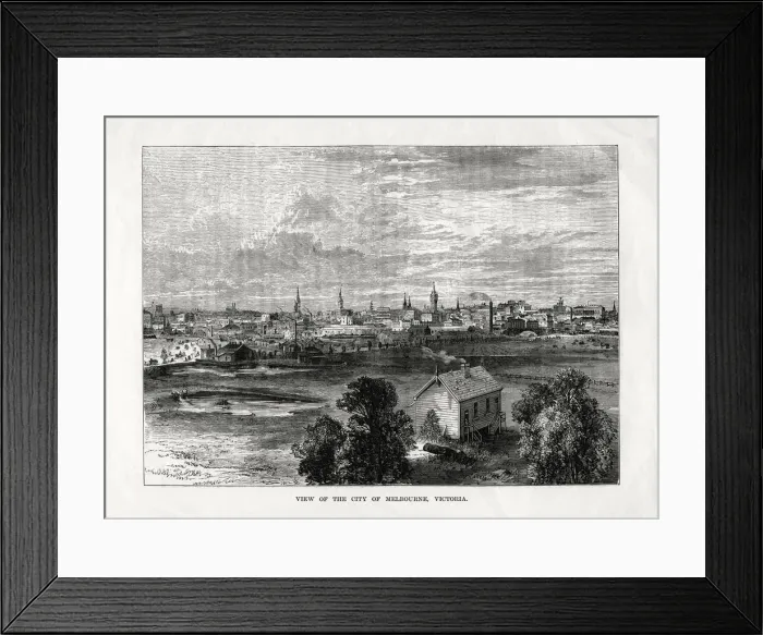 Framed Print : View of the city of Melbourne, Victoria, Australia, 1877 Framed Print : View of the city of Melbourne, Victoria, Australia, 1877