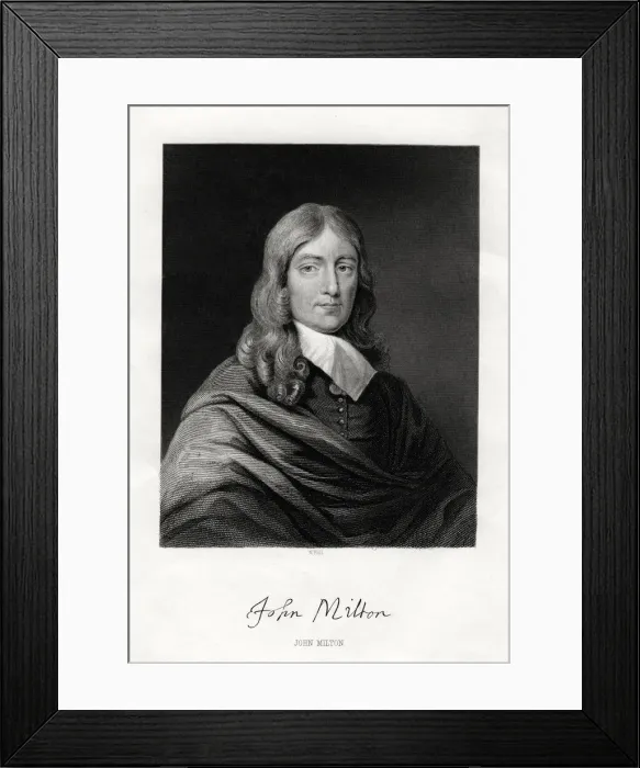 Framed Print : John Milton, English poet, 19th century. Artist: W Holl