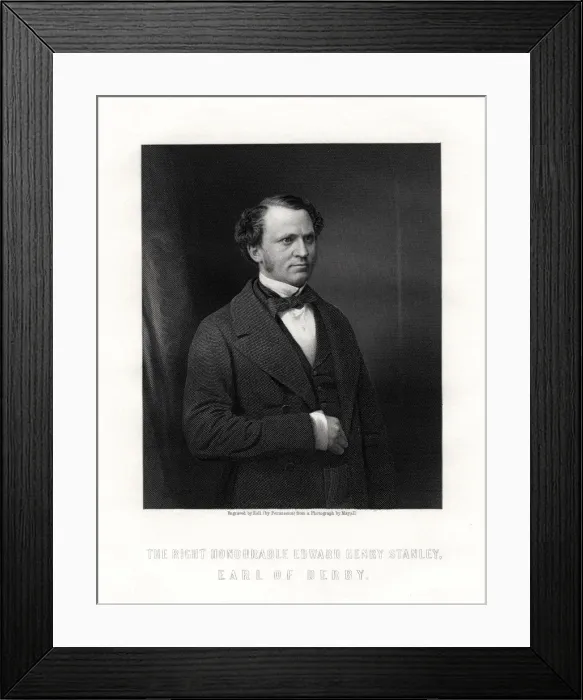 Framed Print : Edward Henry Stanley, 15th Earl of Derby, British statesman, mid-late 19th century. Artist: W Holl Framed Print : Edward Henry Stanley, 15th Earl of Derby, British statesman, mid-late 19th century. Artist: W Holl