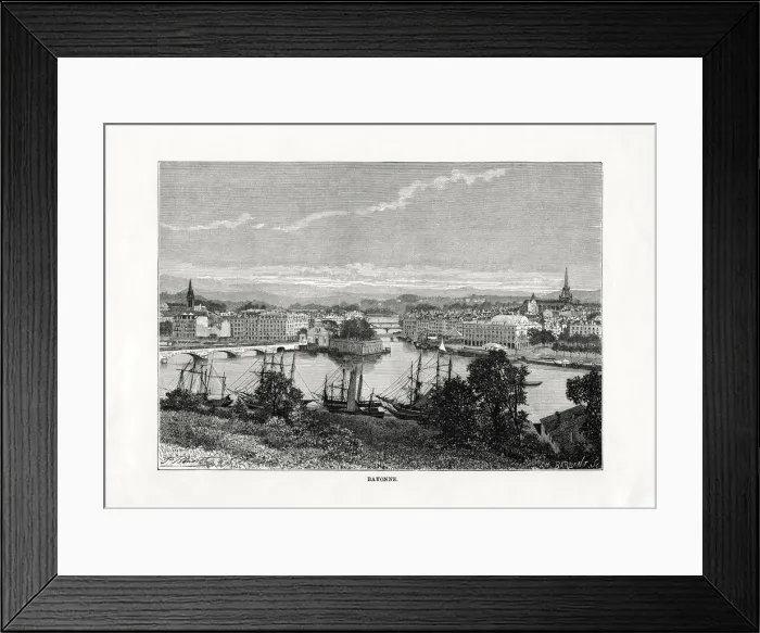 Framed Print : The harbour at Bayonne, France, 1879 Framed Print : The harbour at Bayonne, France, 1879