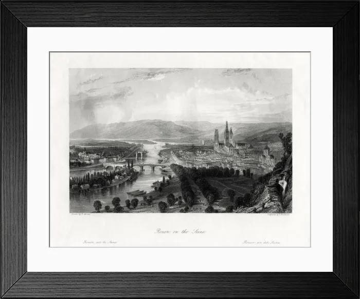 Framed Print : Rouen on the Seine, France, 1875. Artist:s Bradshaw Framed Print : Rouen on the Seine, France, 1875. Artist:s Bradshaw
