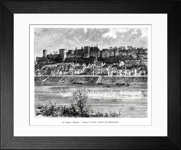 Framed Print : Chinon and the Vienne river, France, 19th century. Artist: Taylor Framed Print : Chinon and the Vienne river, France, 19th century. Artist: Taylor