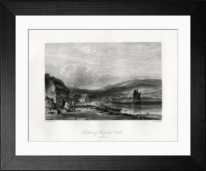 Framed Print : Scalloway Bay and castle, Zetland, 19th century. Artist: J Horsburgh Framed Print : Scalloway Bay and castle, Zetland, 19th century. Artist: J Horsburgh