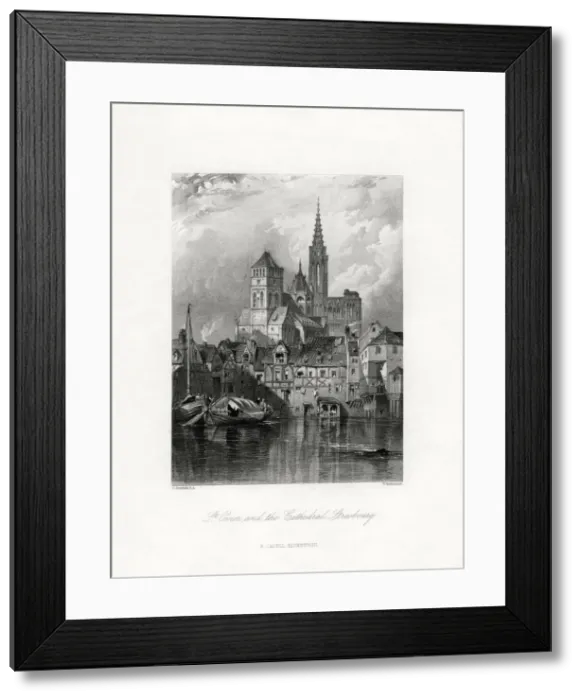 Framed Print : St Omer and the cathedral, Strasbourg, France, 19th century. Artist: W Richardson Framed Print : St Omer and the cathedral, Strasbourg, France, 19th century. Artist: W Richardson