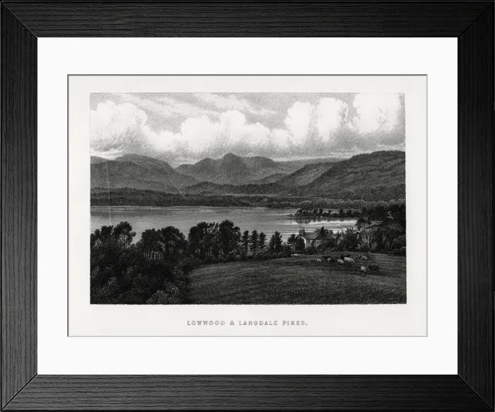 Framed Print : Lowwood and Langdale Pikes, Lake District, Cumbria, 1896 Framed Print : Lowwood and Langdale Pikes, Lake District, Cumbria, 1896
