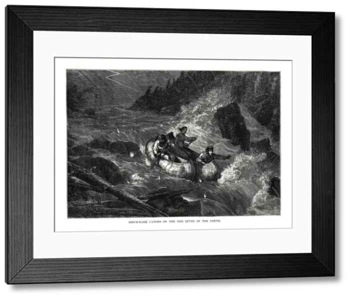 Framed Print : Birch-bark Canoes on the Red River of the North, United States, 1877 Framed Print : Birch-bark Canoes on the Red River of the North, United States, 1877