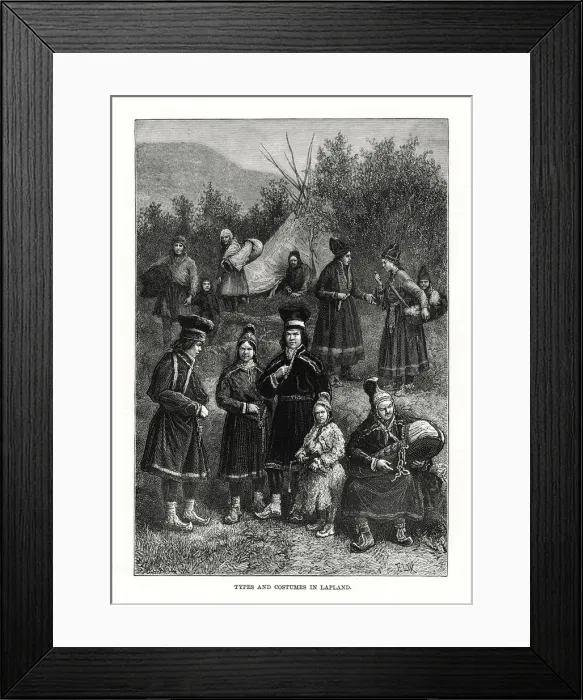 Framed Print : Types and costumes in Lapland, 1879. Artist: Elix Framed Print : Types and costumes in Lapland, 1879. Artist: Elix
