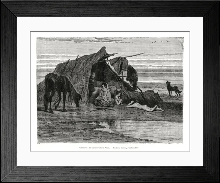 Framed Print : Tziganes camping in the Puszta, 1886 Framed Print : Tziganes camping in the Puszta, 1886