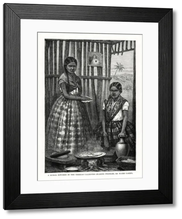 Framed Print : A Rural Kitchen in the Tierras Calientes, Mexico, 1877