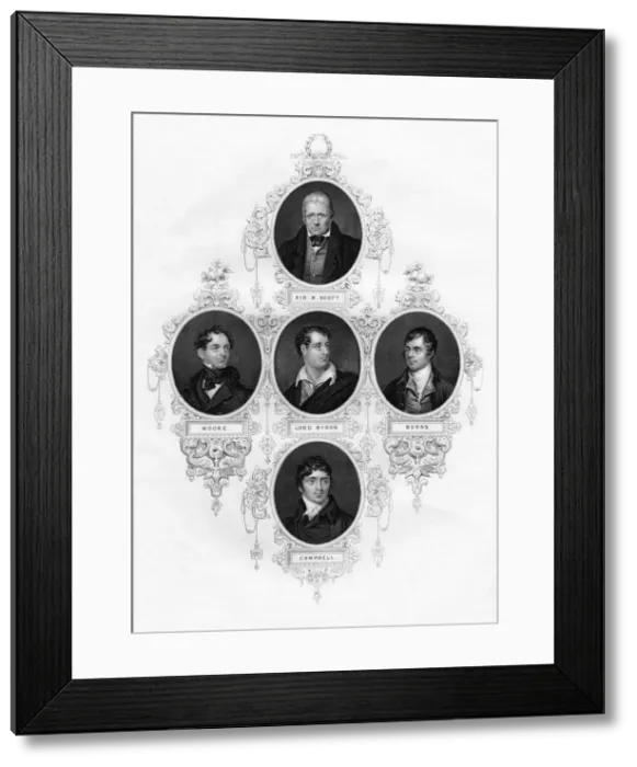 Framed Print : Sir Walter Scott, Thomas Moore, Lord Byron, Robert Burns, Thomas Campbell, 1877 Framed Print : Sir Walter Scott, Thomas Moore, Lord Byron, Robert Burns, Thomas Campbell, 1877