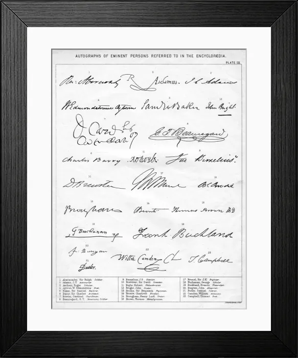 Framed Print : Autographs of Eminent Persons, 19th century Framed Print : Autographs of Eminent Persons, 19th century
