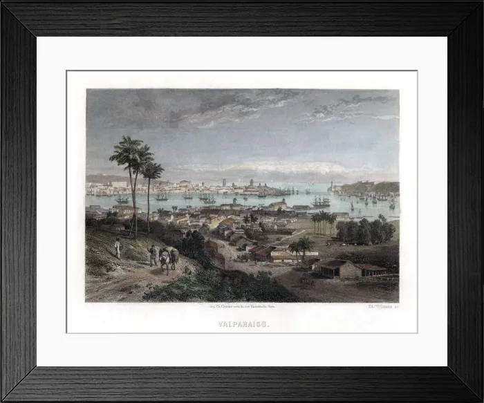 Framed Print : Valparaiso, Chile, 1840. Artist: Edward Willmann Framed Print : Valparaiso, Chile, 1840. Artist: Edward Willmann