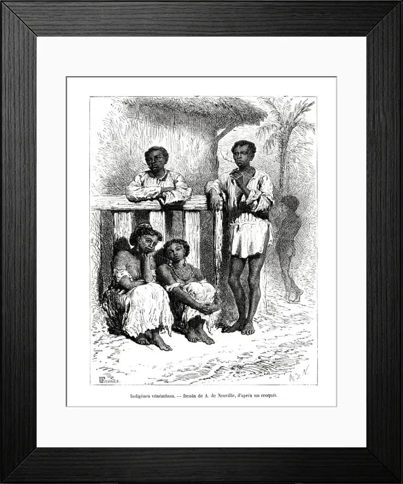 Framed Print : Indigenous people, Venezuela, 19th century. Artist: A de Neuville Framed Print : Indigenous people, Venezuela, 19th century. Artist: A de Neuville