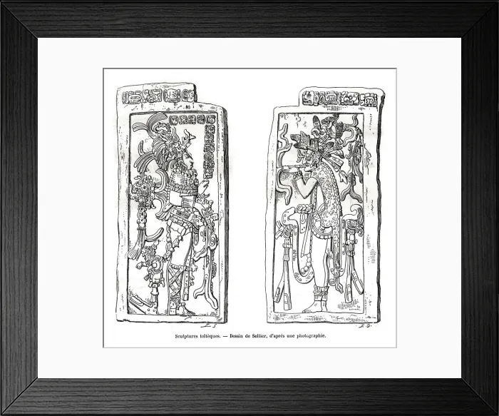 Framed Print : Toltec sculptures, Mexico, 19th century Framed Print : Toltec sculptures, Mexico, 19th century