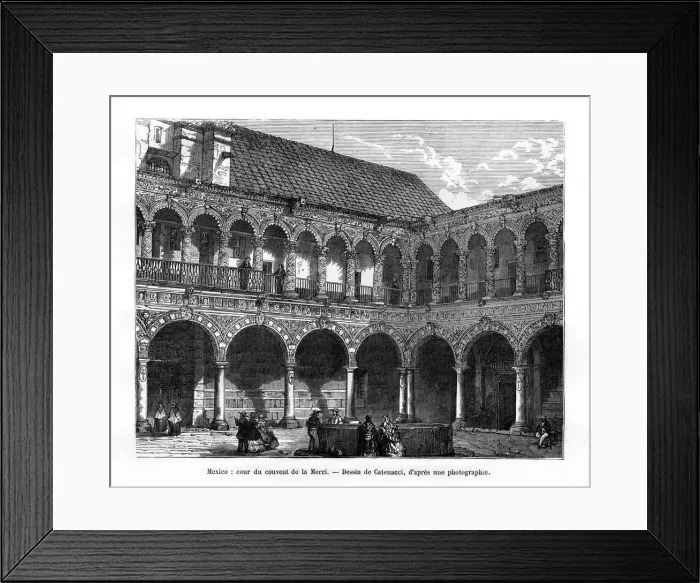 Framed Print : Court of the Convent of Mercy, Mexico, 19th century. Artist: H Catenacci Framed Print : Court of the Convent of Mercy, Mexico, 19th century. Artist: H Catenacci