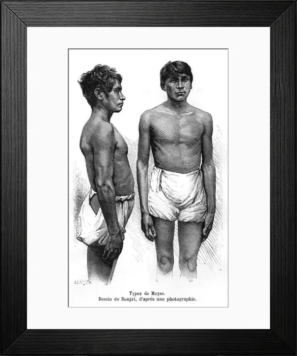 Framed Print : Mayan types, Yucatan, Mexico, 19th century. Artist: E Ronjat Framed Print : Mayan types, Yucatan, Mexico, 19th century. Artist: E Ronjat