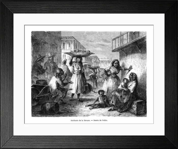 Framed Print : Inhabitants of Havana, Cuba, 19th century. Artist: Pottin Framed Print : Inhabitants of Havana, Cuba, 19th century. Artist: Pottin