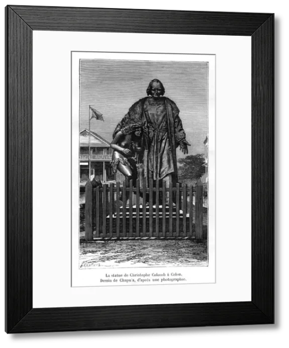 Framed Print : Christopher Columbus statue, Colon, Panama, 19th century. Artist: Chapuis Framed Print : Christopher Columbus statue, Colon, Panama, 19th century. Artist: Chapuis
