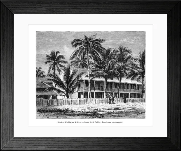 Framed Print : Washington Hotel, Colon, Panama, 19th century. Artist: Vuillier Framed Print : Washington Hotel, Colon, Panama, 19th century. Artist: Vuillier